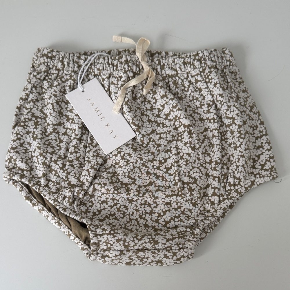 Jamie Kay Neutral Floral Baby Bloomers in Beige & White